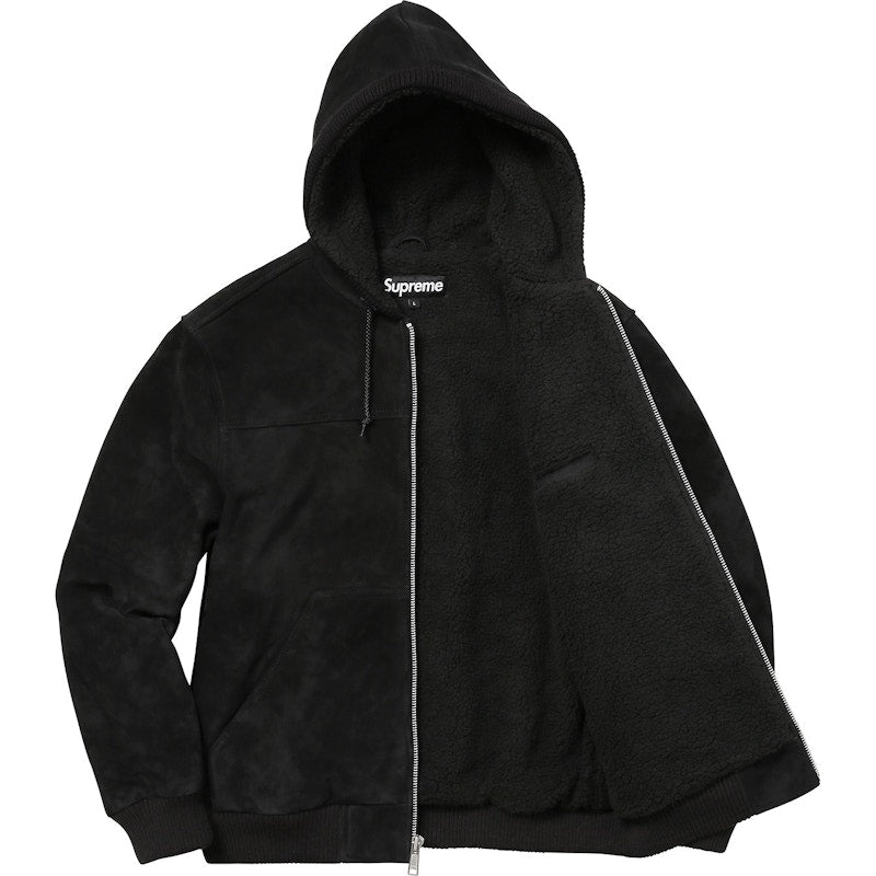 Supreme Hooded Suede Work Jacket Black