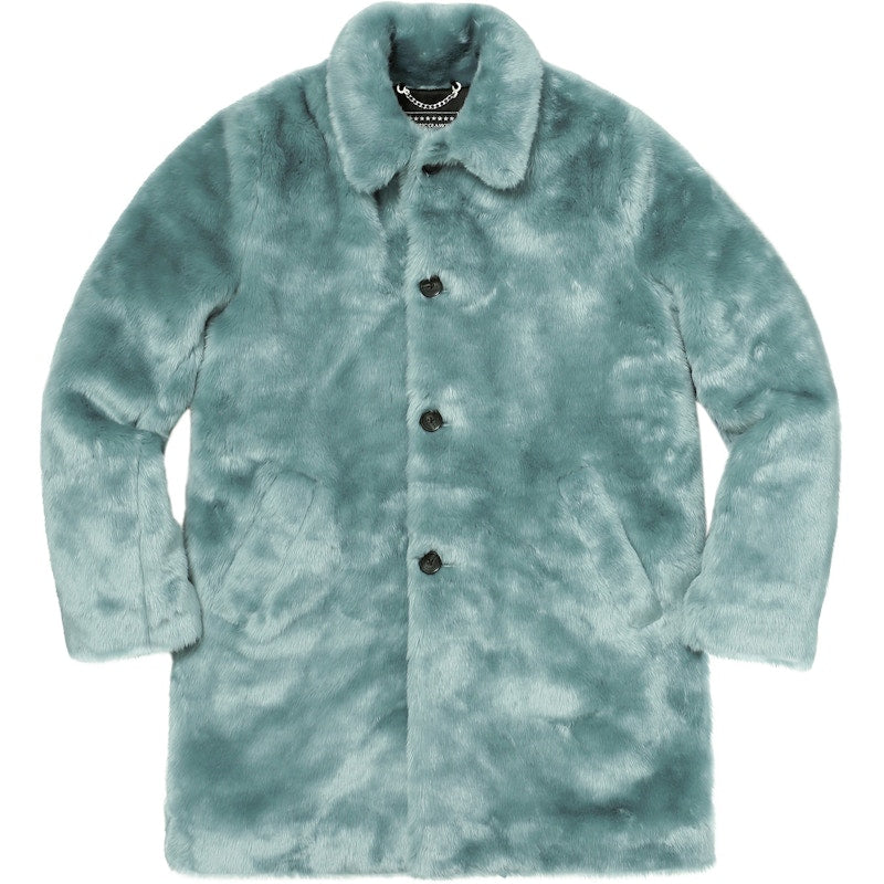 Supreme Hysteric Glamour Fuck You Faux Fur Coat Light Blue