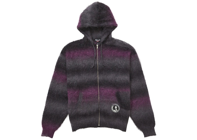 Supreme Hysteric Glamour Mohair Zip Up Hooded Sweater Black