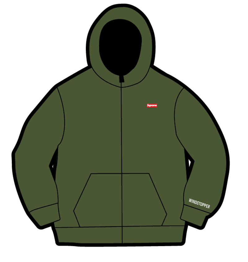 Supreme WINDSTOPPER Zip Up Hooded Sweatshirt Dark Olive