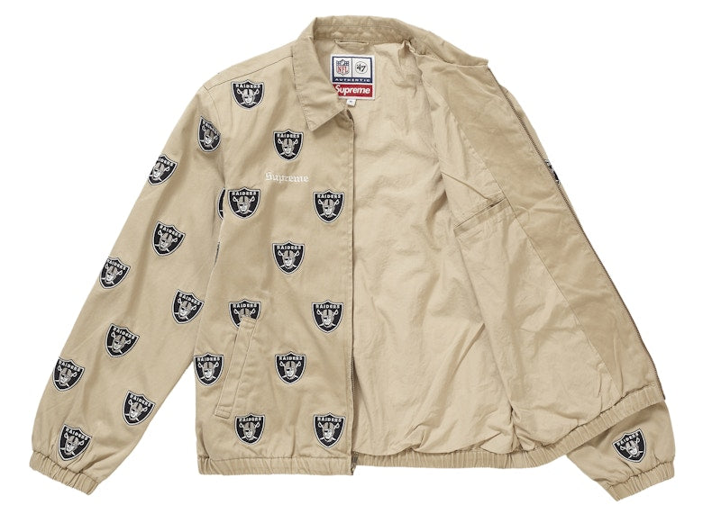 Supreme NFL x Raiders x '47 Embroidered Harrington Jacket Khaki