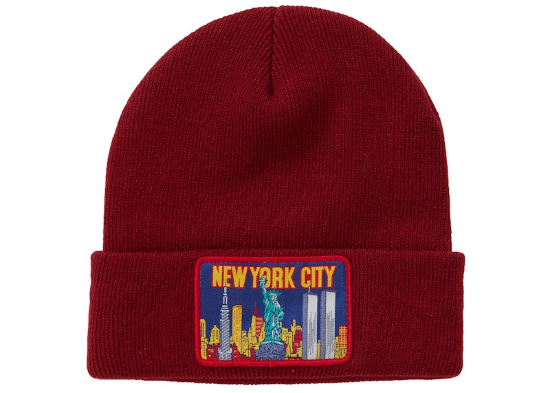 Supreme NY Patch Beanie Burgundy