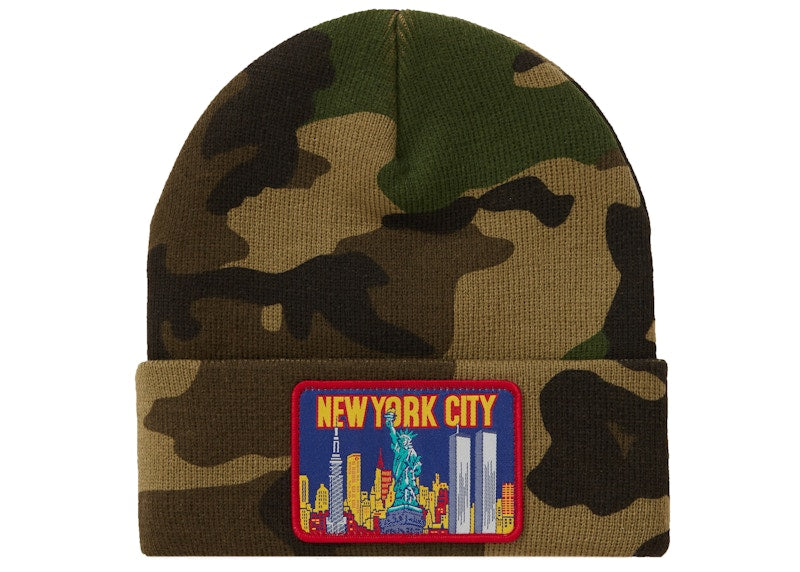 Supreme NY Patch Beanie Woodland Camo