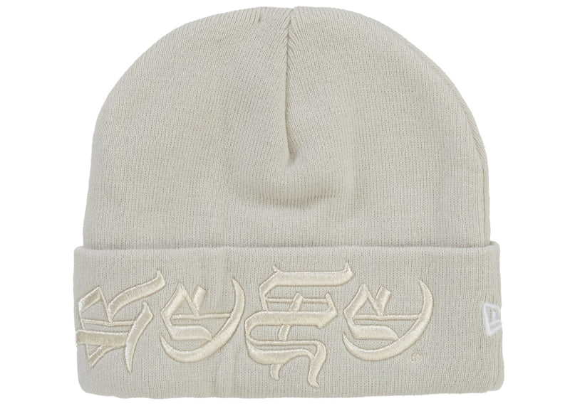 Supreme New Era Blackletter Beanie Stone