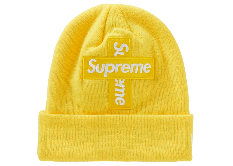 Supreme New Era Cross Box Logo Beanie Lemon