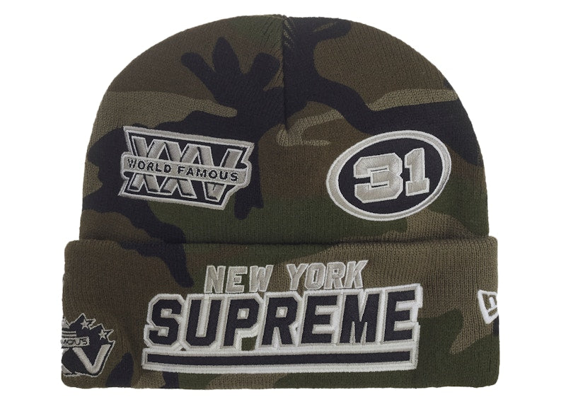 Supreme New Era Football Beanie Woodland Camo