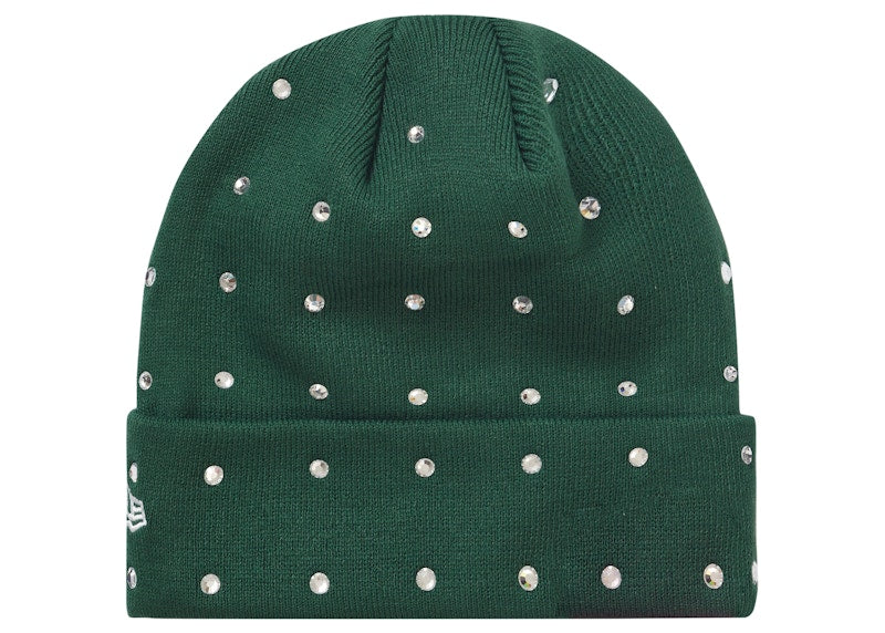 Supreme New Era Rhinestone Beanie Dark Green