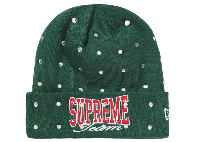 Supreme New Era Rhinestone Beanie Dark Green