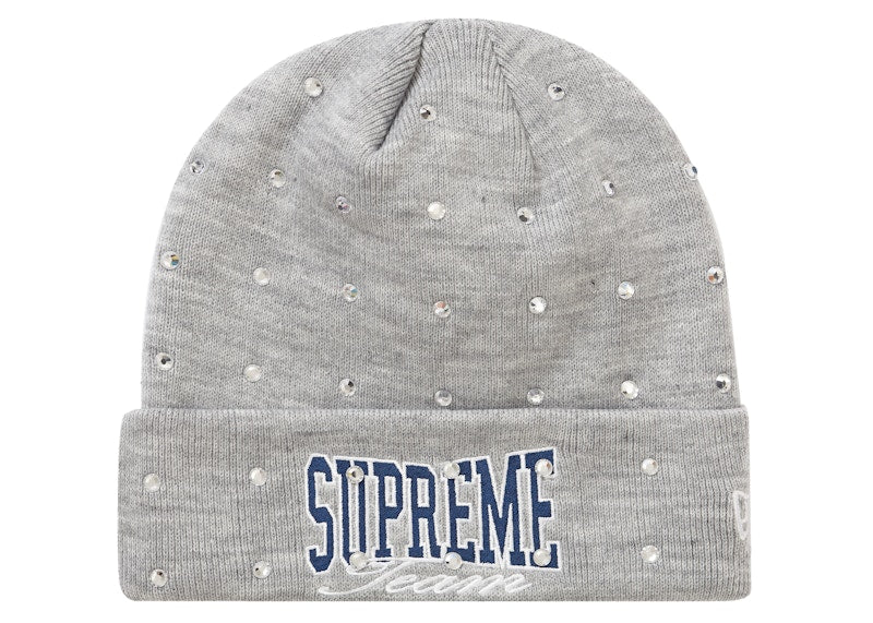 Supreme New Era Rhinestone Beanie Heather Grey