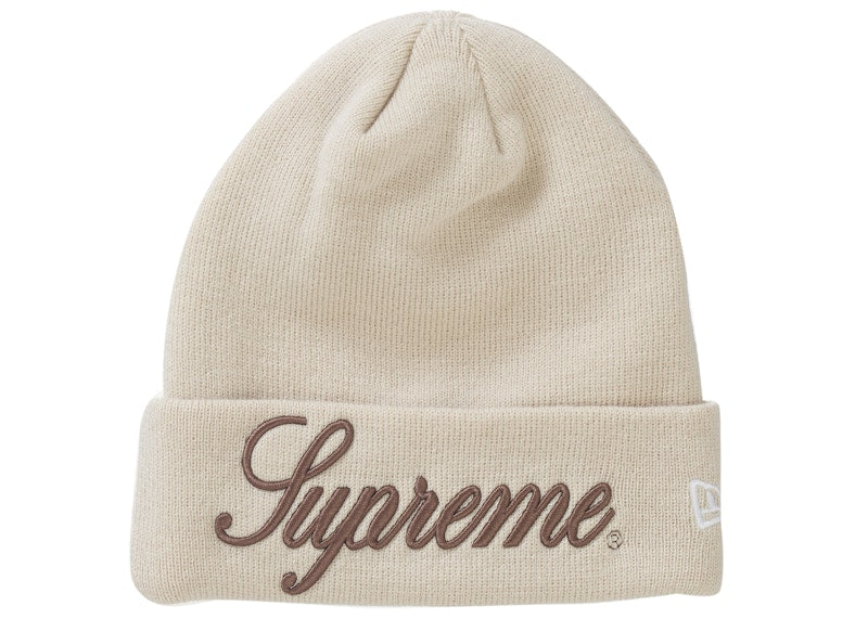 Supreme New Era Script Beanie Natural
