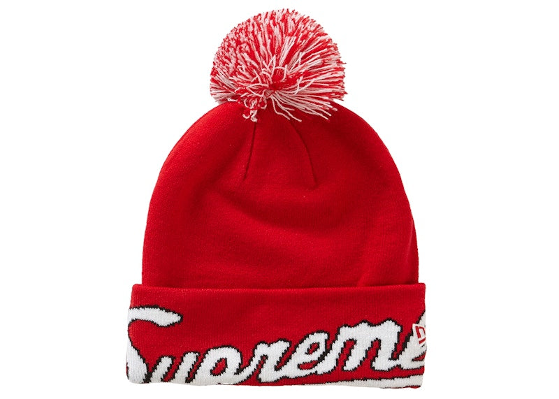 Supreme New Era Script Cuff Beanie Red