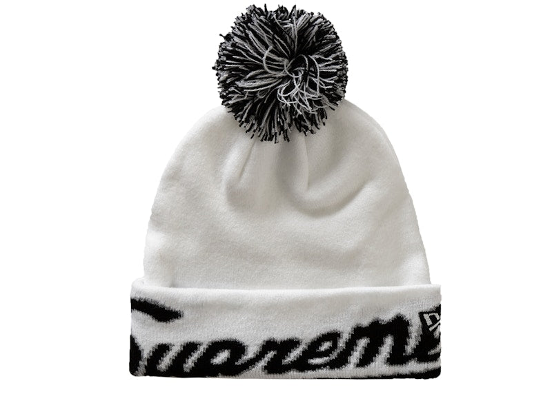 Supreme New Era Script Cuff Beanie White