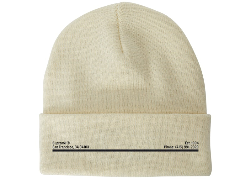 Supreme New Era Shop Beanie Natural San Francisco
