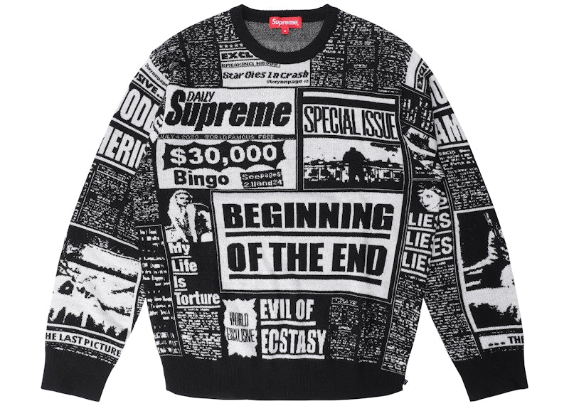 Supreme Newsprint Sweater Black