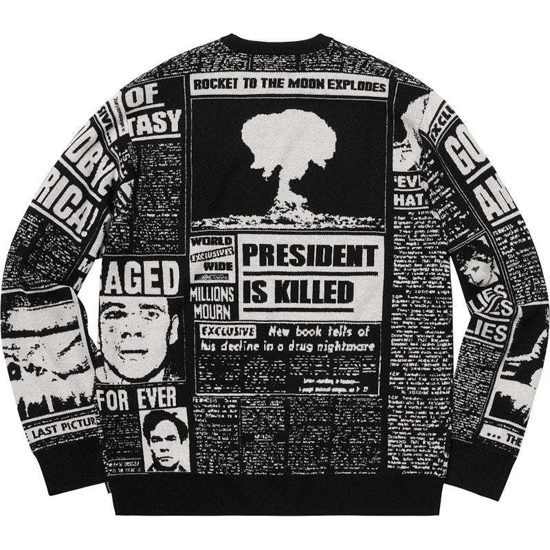 Supreme Newsprint Sweater Black