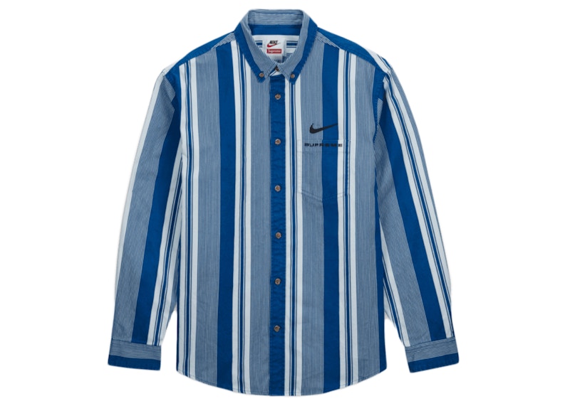 Supreme Nike Cotton Twill Shirt Blue Stripe