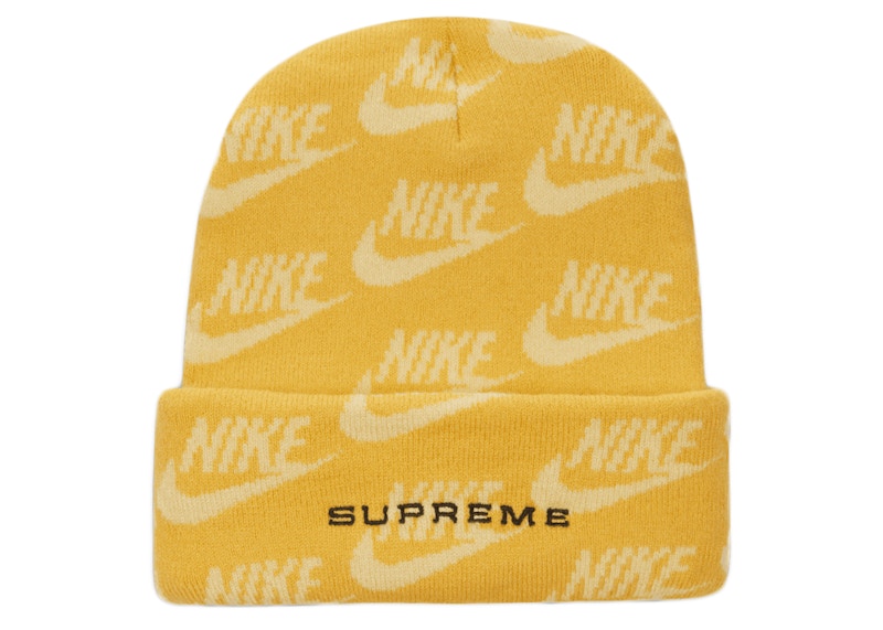 Supreme Nike Jacquard Logos Beanie Pale Yellow