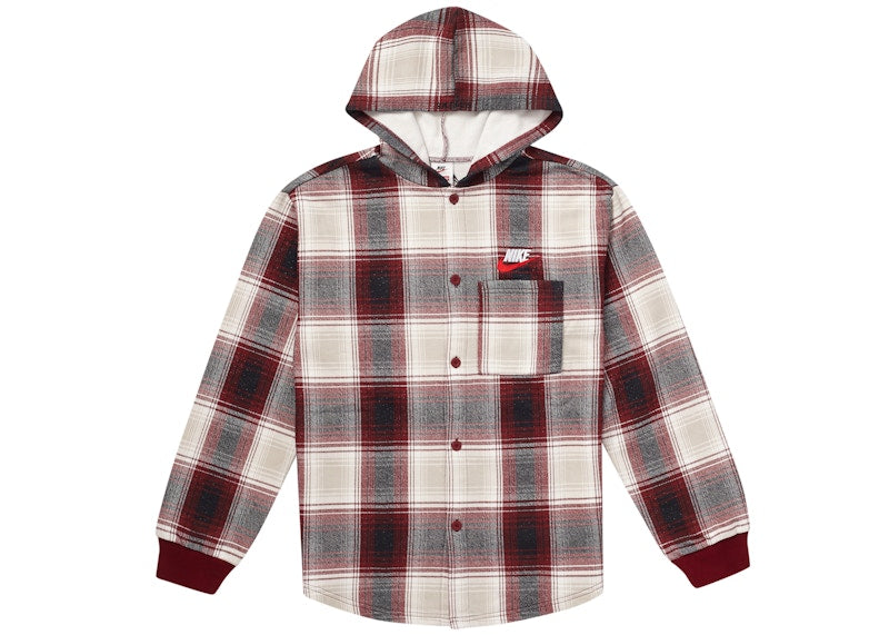 Supreme Nike Plaid Hooded Sweatshirt Burgundy