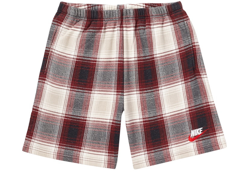 Supreme Nike Plaid Sweatshort Burgundy