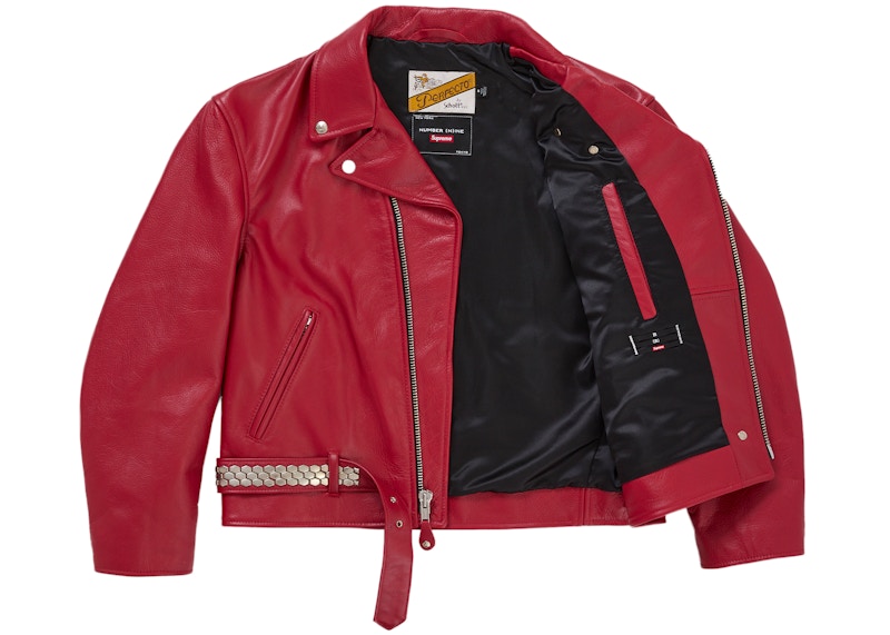 Supreme Number (N)ine Schott Perfecto Leather Jacket Red
