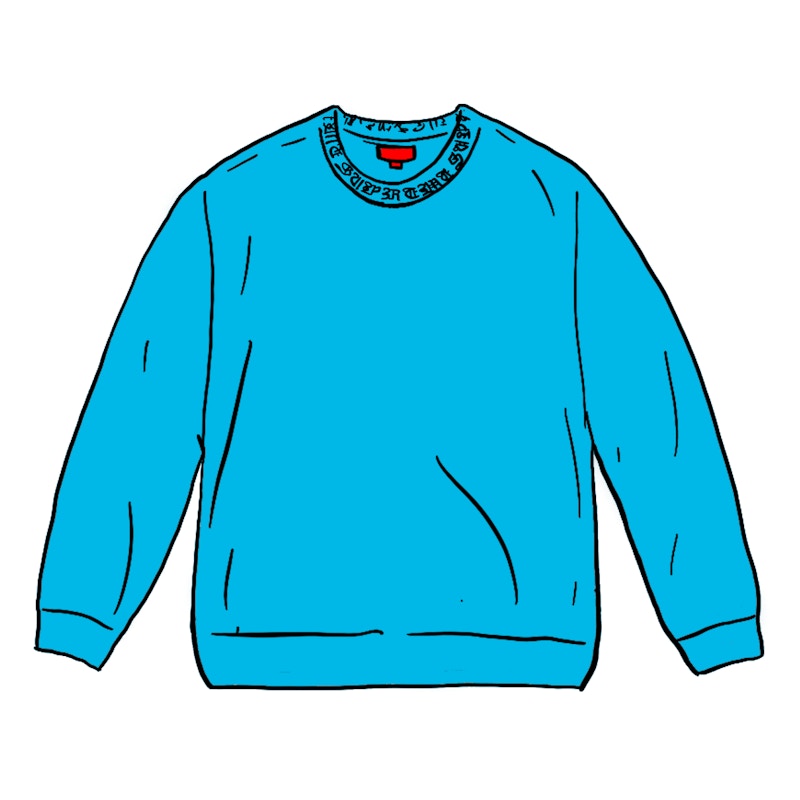 Supreme Old English Collar Logo L/S Top Cyan