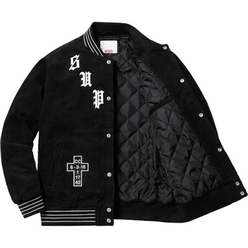 Supreme Old English Corduroy Varsity Jacket Black