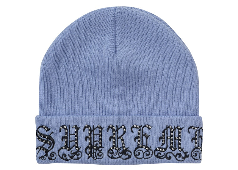 Supreme Old English Rhinestone Beanie Light Slate