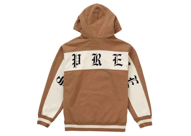 Supreme Old English Stripe Zip Up Sweatshirt Brown