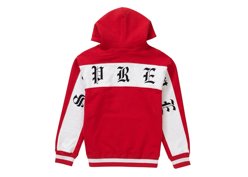 Supreme Old English Stripe Zip Up Sweatshirt Red