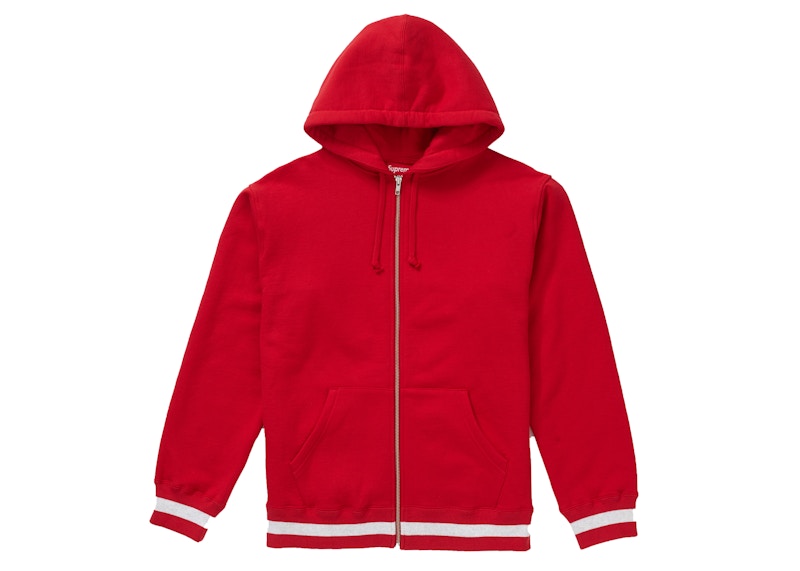 Supreme Old English Stripe Zip Up Sweatshirt Red