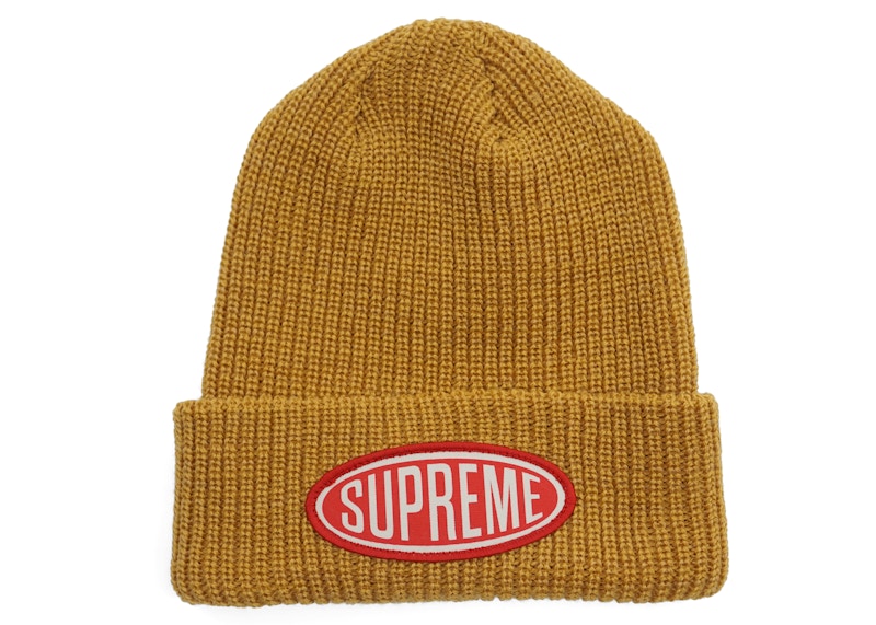 Supreme Oval Patch Beanie Gold