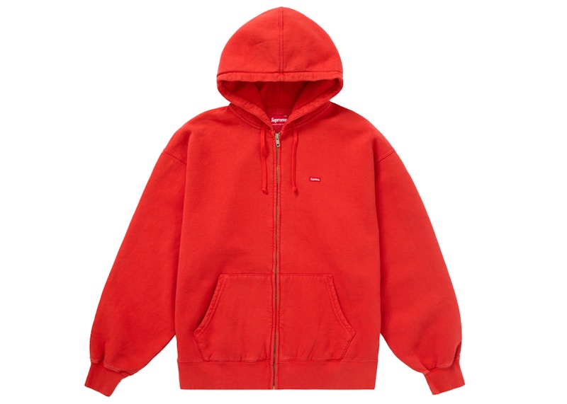 Supreme Overdyed Small Box Zip Up Hooded Sweatshirt Red