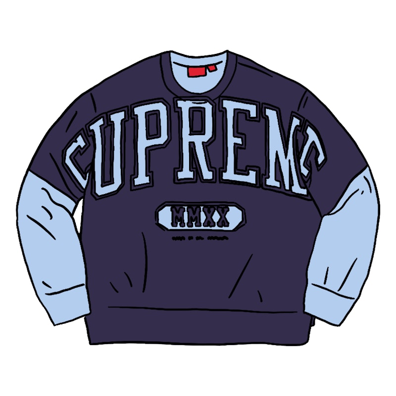 Supreme Overprint Crewneck Ice Blue