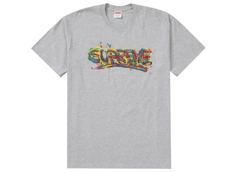 Supreme Paint Logo Tee Heather Grey