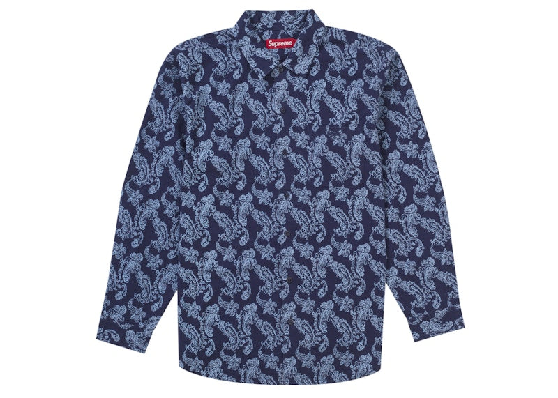 Supreme Paisley Flannel Shirt Navy