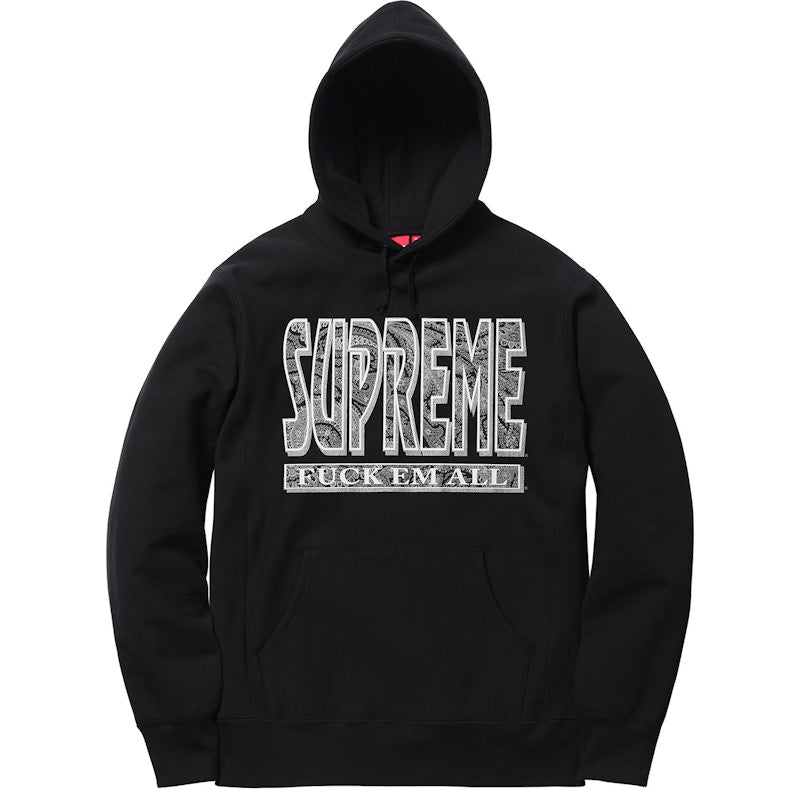 Supreme Paisley Fuck Em All Hoodie Black