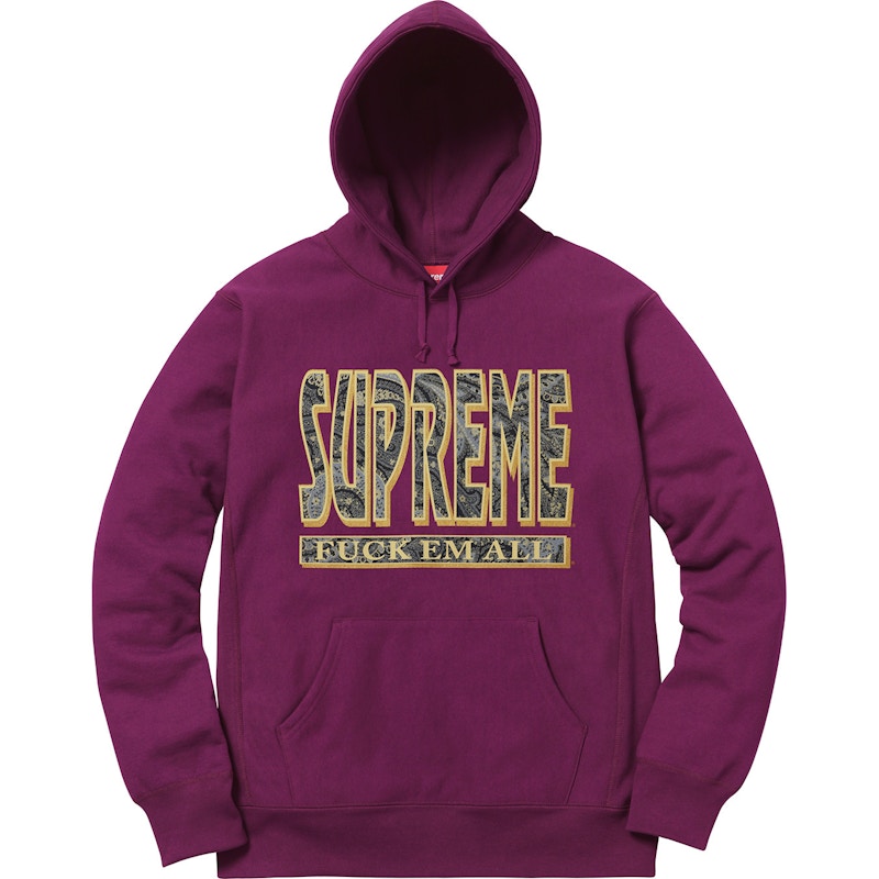 Supreme Paisley Fuck Em All Hoodie Plum