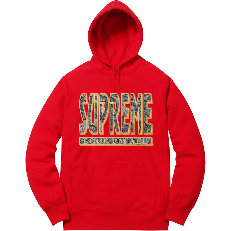 Supreme Paisley Fuck Em All Hoodie Red