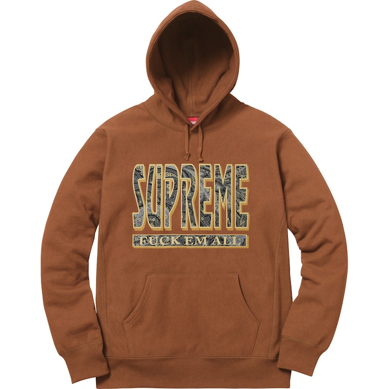 Supreme Paisley Fuck Em All Hoodie Rust