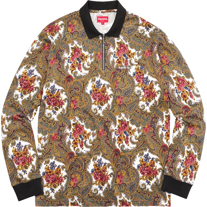 Supreme Paisley L/S Polo White