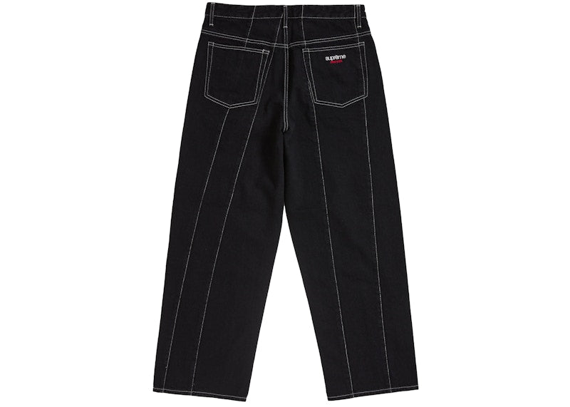 Supreme Paneled Stripe Baggy Jean Black