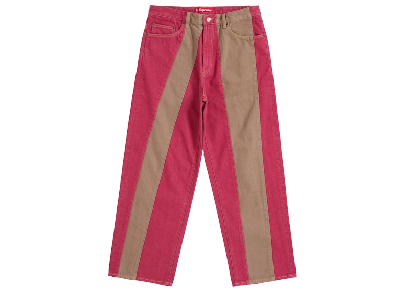 Supreme Paneled Stripe Baggy Jean Red