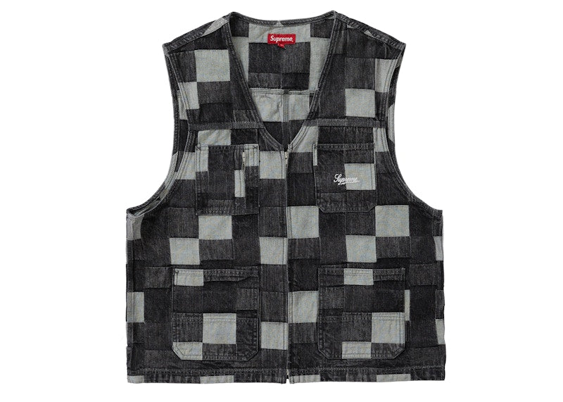 Supreme Patched Denim Vest Black
