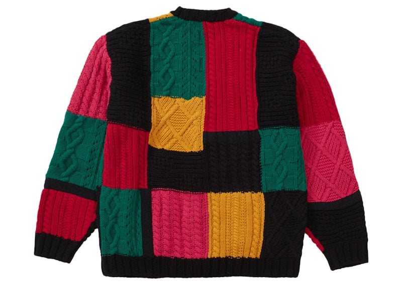 Supreme Patchwork Cable Knit Cardigan Black