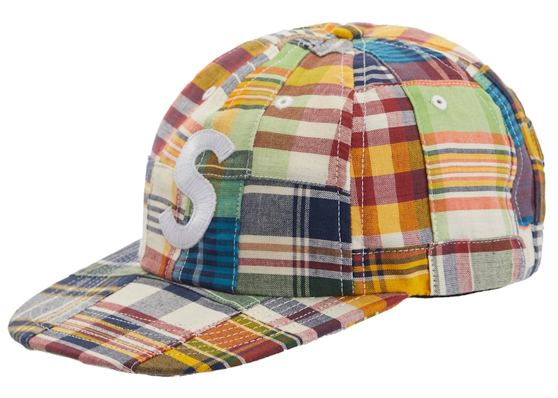 Supreme Patchwork Madras S Logo 6-Panel Navy Plaid