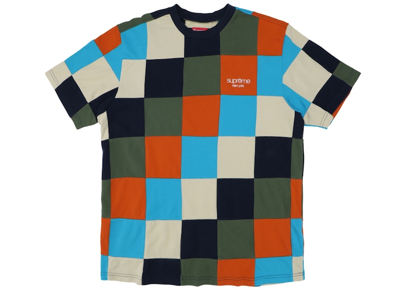 Supreme Patchwork Pique Tee Navy/Teal/Orange