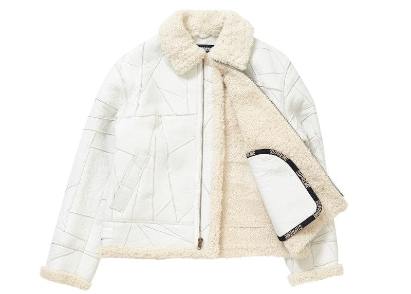 Supreme Patchwork Shearling B-3 Jacket White