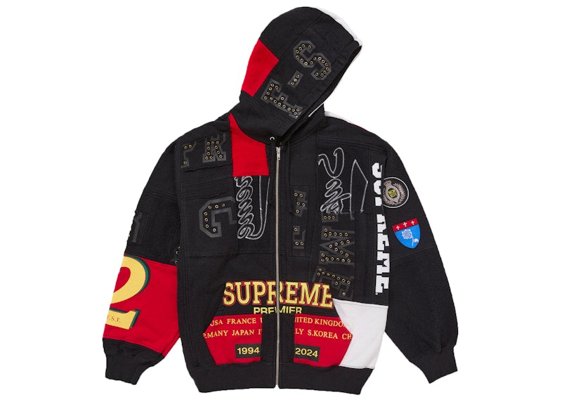 Supreme Patchwork Zip Up Hooded Sweatshirt (SS25) Black