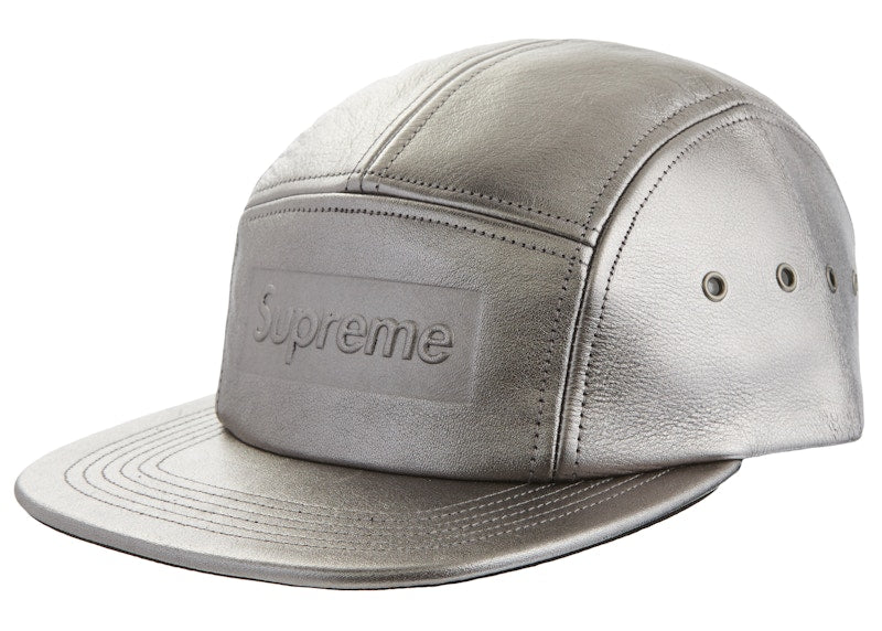 Supreme Pebbled Leather Camp Cap Gunmetal