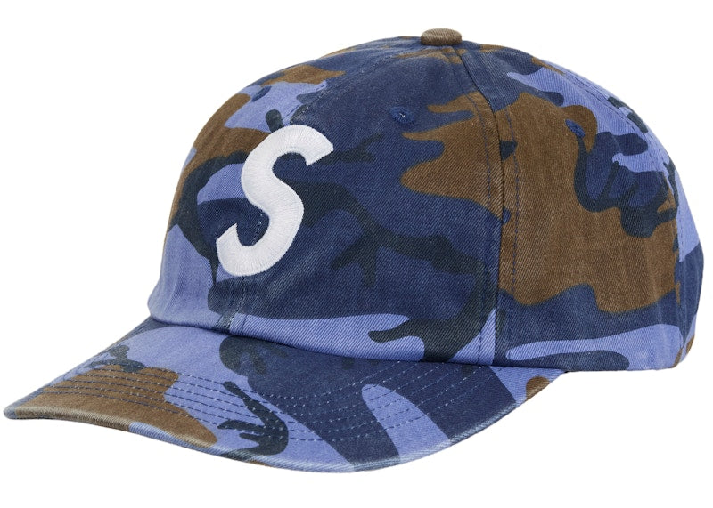 Supreme Pigment Coated S Logo 6-Panel Blue Camo
